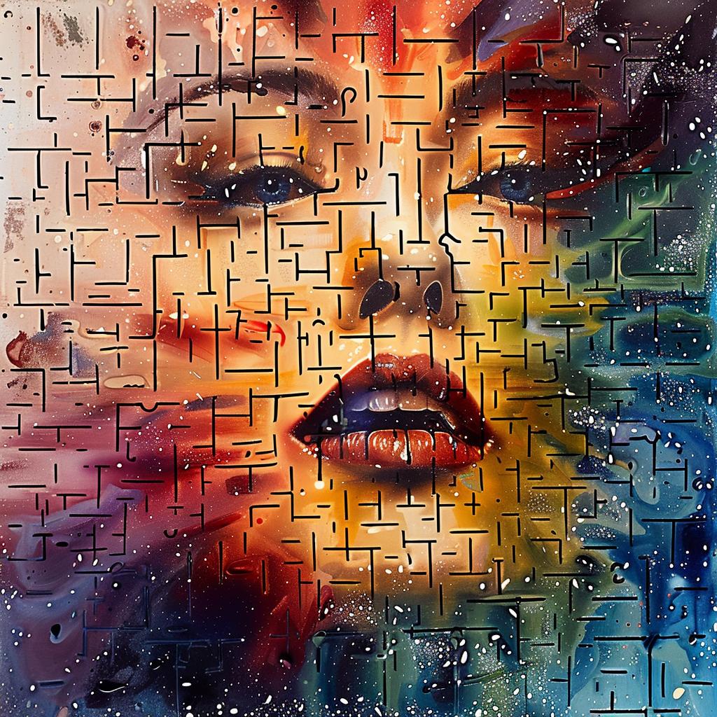صورة وجه امرأة، خلفية لغز، صورة فنية ملونة، تصميم حديث إبداعي 950773