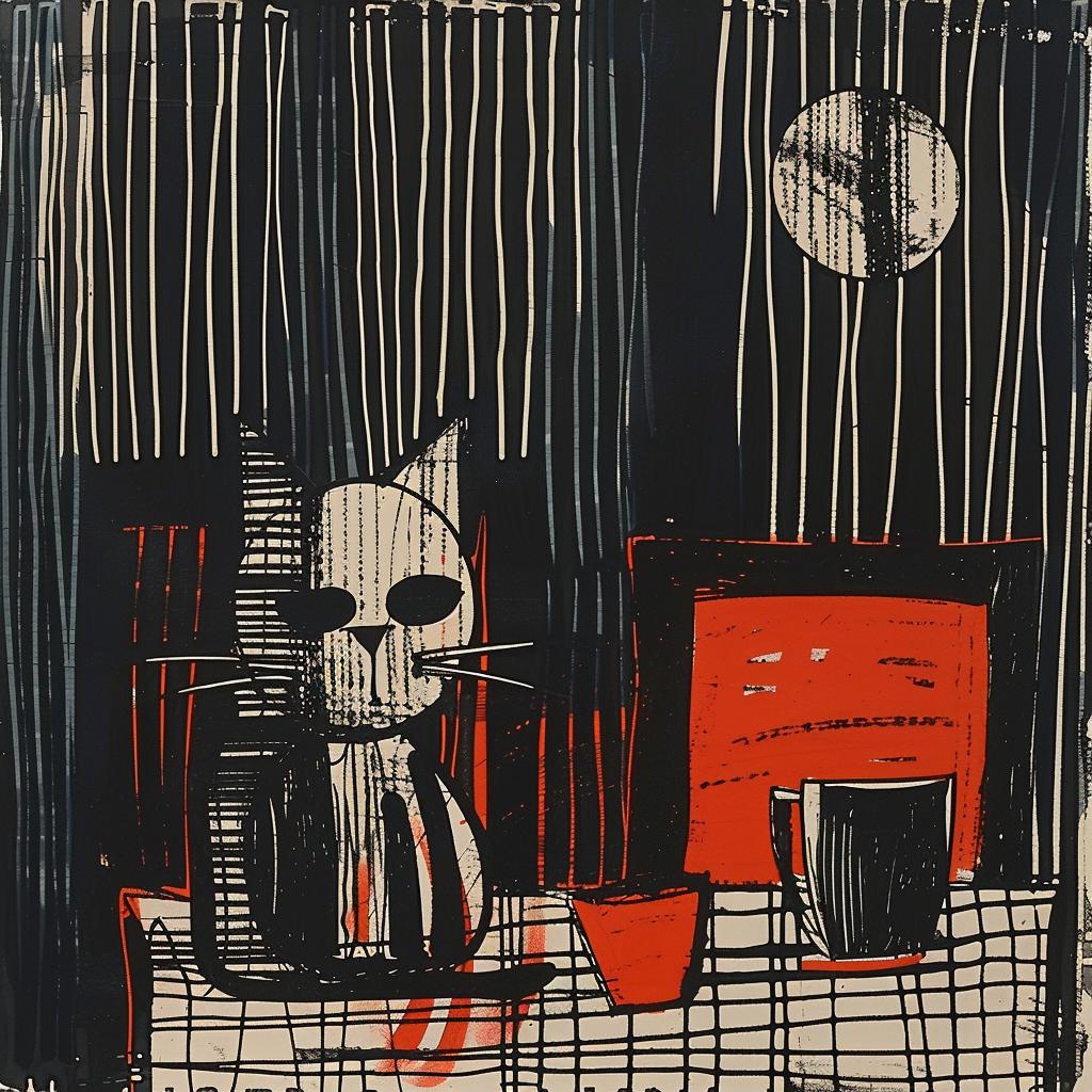 طاولة قهوة قطة، رسم جيما كوريل، فن منزلي لطيف ومريح 936431