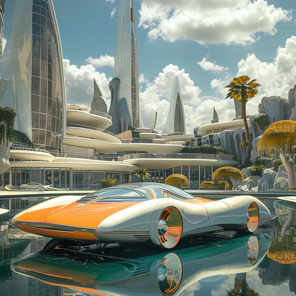 custom  car  futuristic  architecture  palm  trees  pool  contemporary  Barris  design 944258