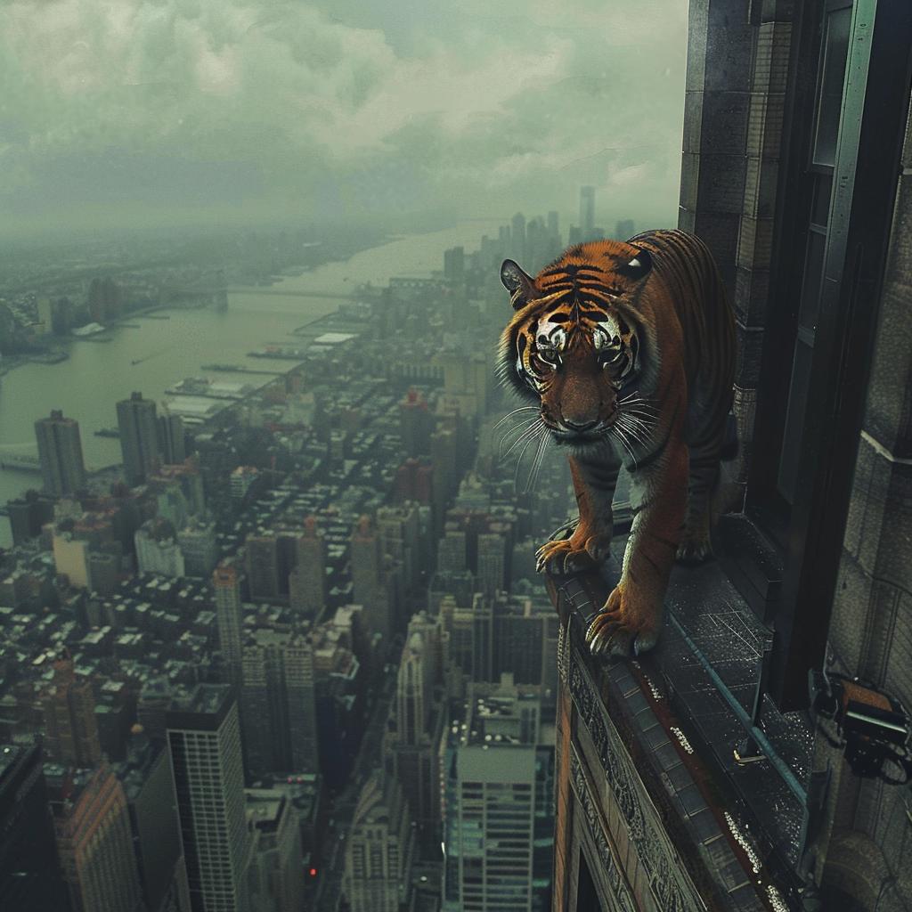 tiger  surreal  collage  building  NYC  urban  highcontrast  imaginative  fantasy  wildlife 970878