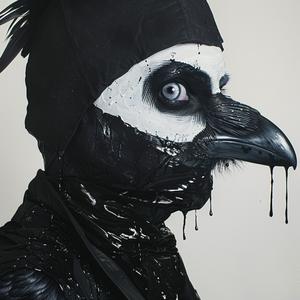 DADA  crow  creature  four  eyes  dripping  airbrush  art  character  white 1072789