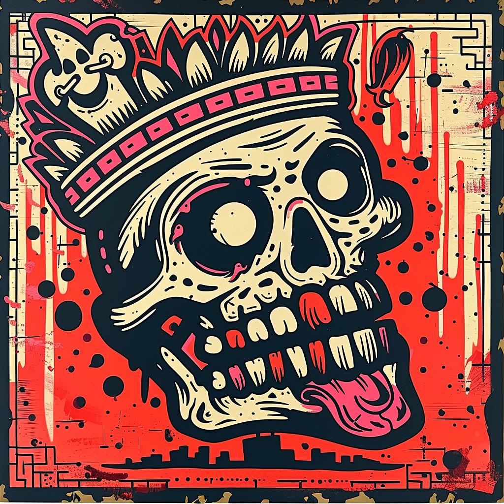skull  crown  metal  sign  japanese  streetwise  aggressive  art  illustration  visual 948726
