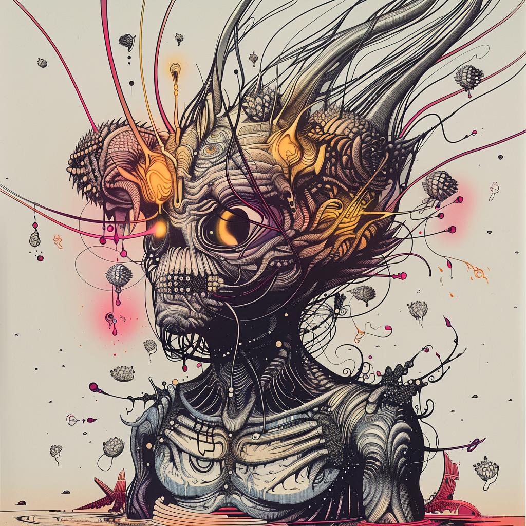 قرون الهيكل العظمي، لوحة فنية لمخلوق، رسم توضيحي مظلم، رسومي، مرعب، سريالي 946650