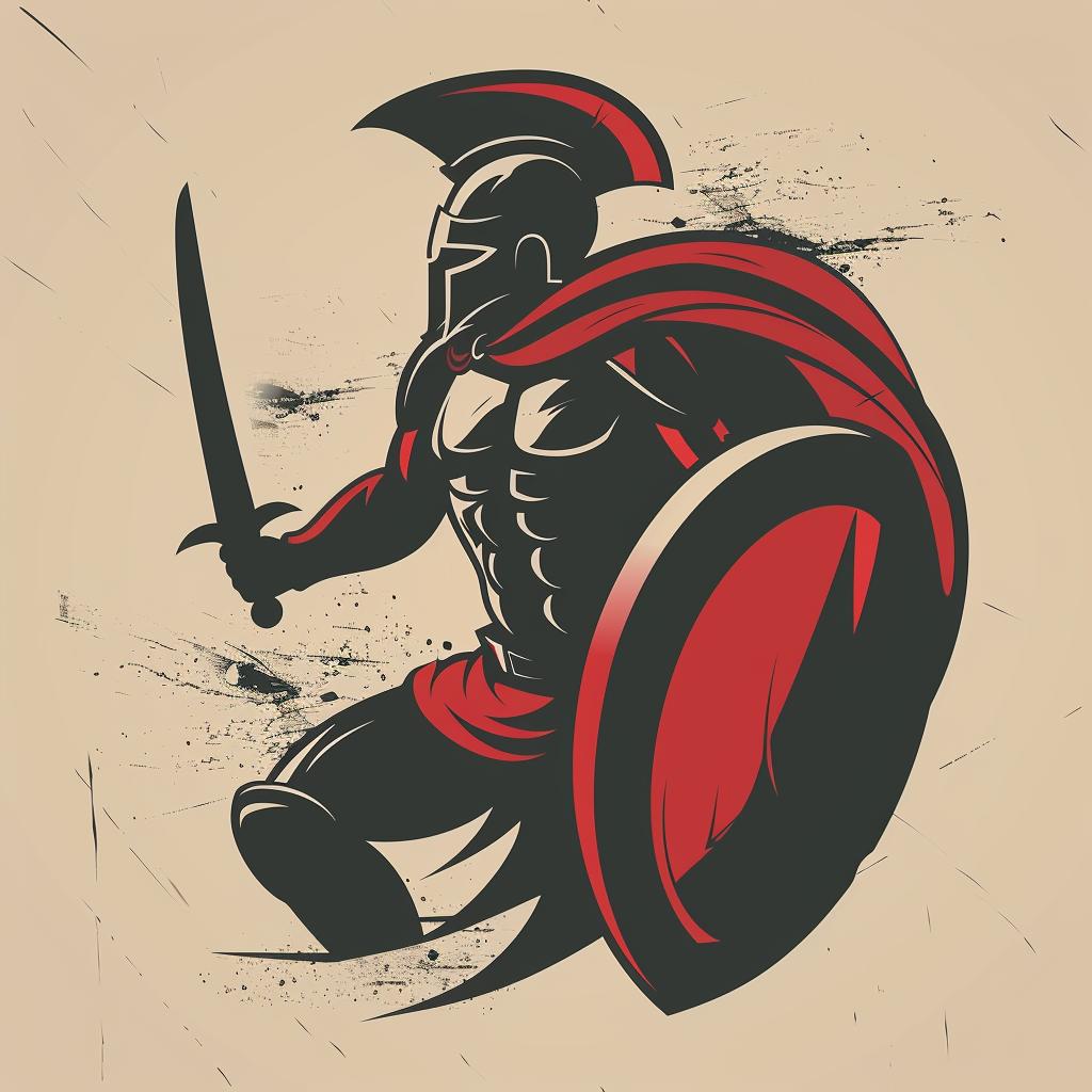spartan  warrior  sword  shield  action  grunge  logo  dynamic  tribal  illustration 1020067