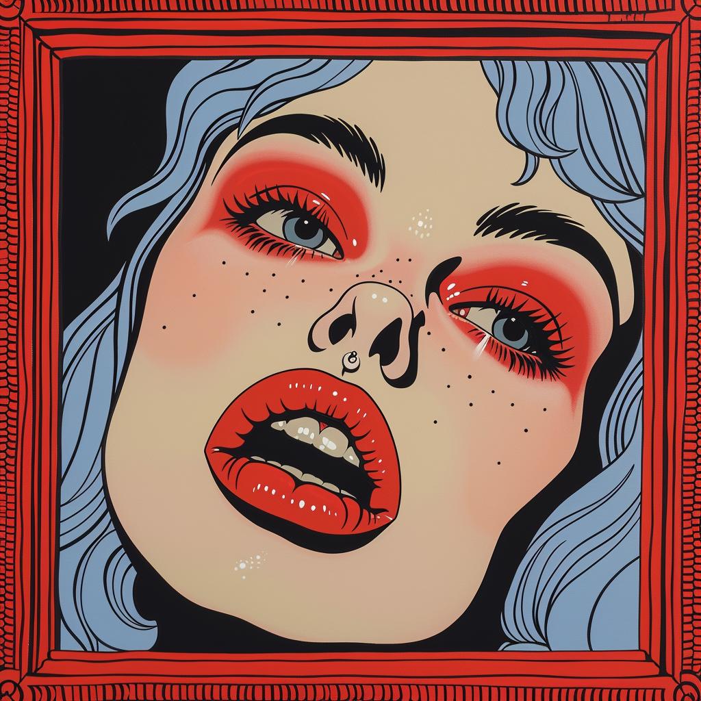 horror  film  poster  painting  woman  blue  eyes  red  lips  art 1022409