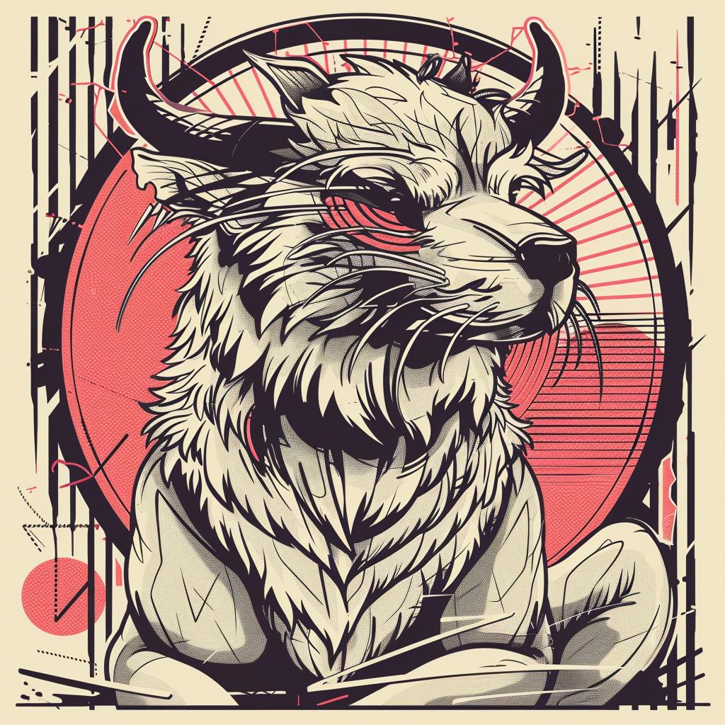 mythical  hybrid  bull  creature  fantasy  horns  red  circle  unique  halftone 939667
