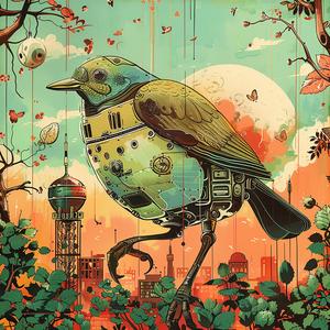 bird  robot  city  imaginative  fantasy  artwork  colorful  detailed  urban  creative 1060028