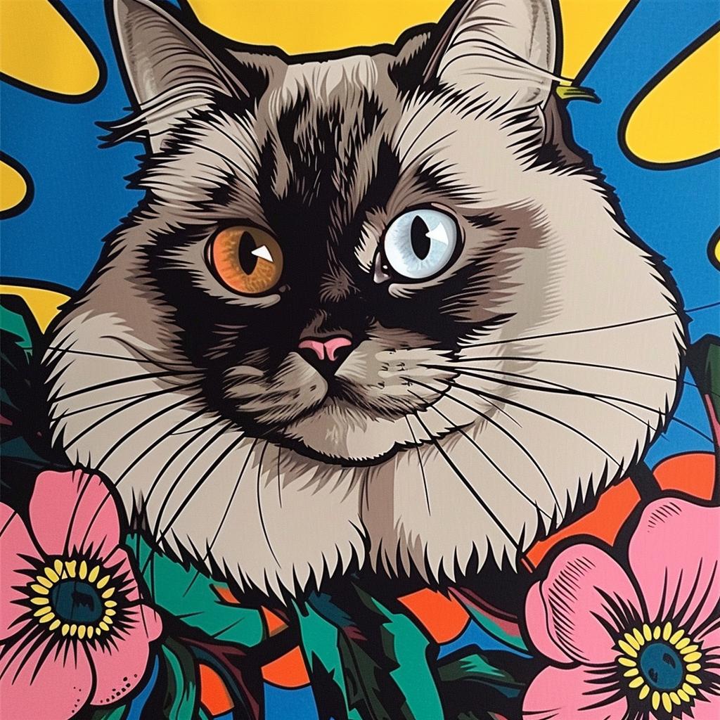 Ragdoll  Cat  Flowers  Painting  Cute  Feline  Animal  Art  Nature  Colorful 972277