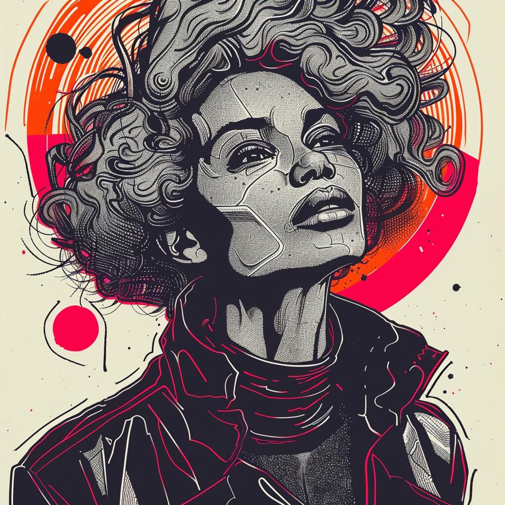 نظارات شمسية من PopArt لجدة أفريقية من السبعينيات صورة رقمية ملونة ورسوم توضيحية للأزياء 938053