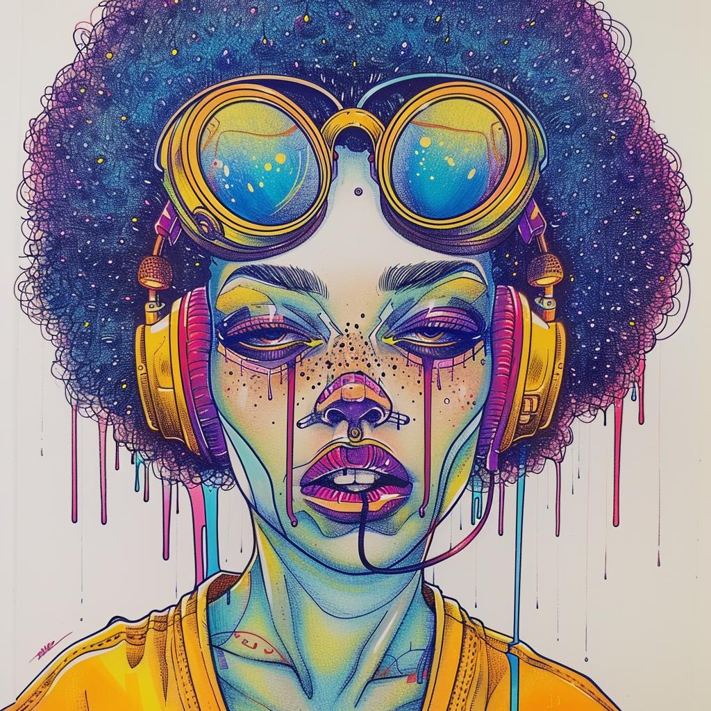 Pop Art  DJ  headphones  African-American  afro  colorful  music  white background  Troy Brooks  bold 939166