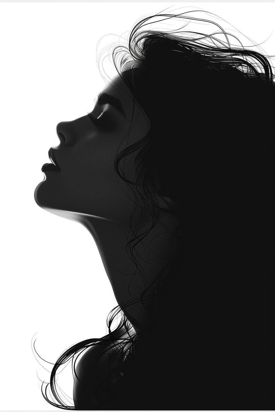silhouette  woman  face  up  vector  white  background  SVG  profile  minimal 954395