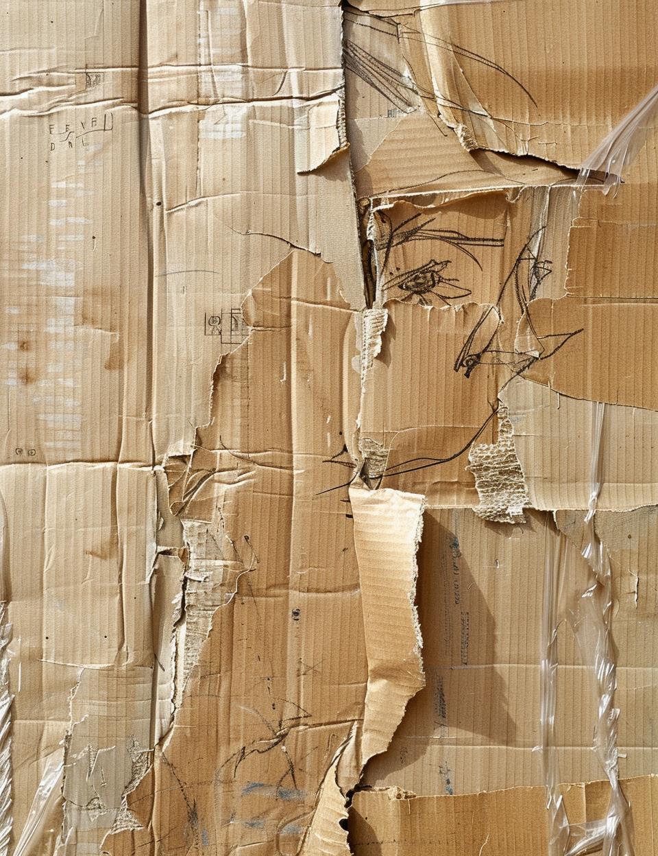 corrugated  cardboard  drawn  face  textured  details  closeup  medium  abstract  worn 962240