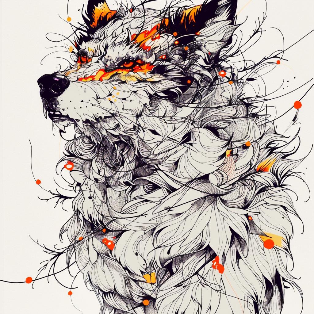 mythical  creature  hybrid  wolf  flowers  leaves  unique  fantastical  blend  art 952747