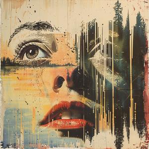 surreal  album  cover  painting  woman  waterfall  trees  risograph  symbolist  hyper-realistic 1079312