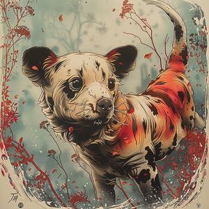 dog  flowers  painting  artwork  chromolithography  colorful  nature  illustration  design  beauty 1049266