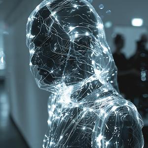 monochrome  black  white  cyborg  surreal  unusual  lighting  city  portrait  modern 1040023