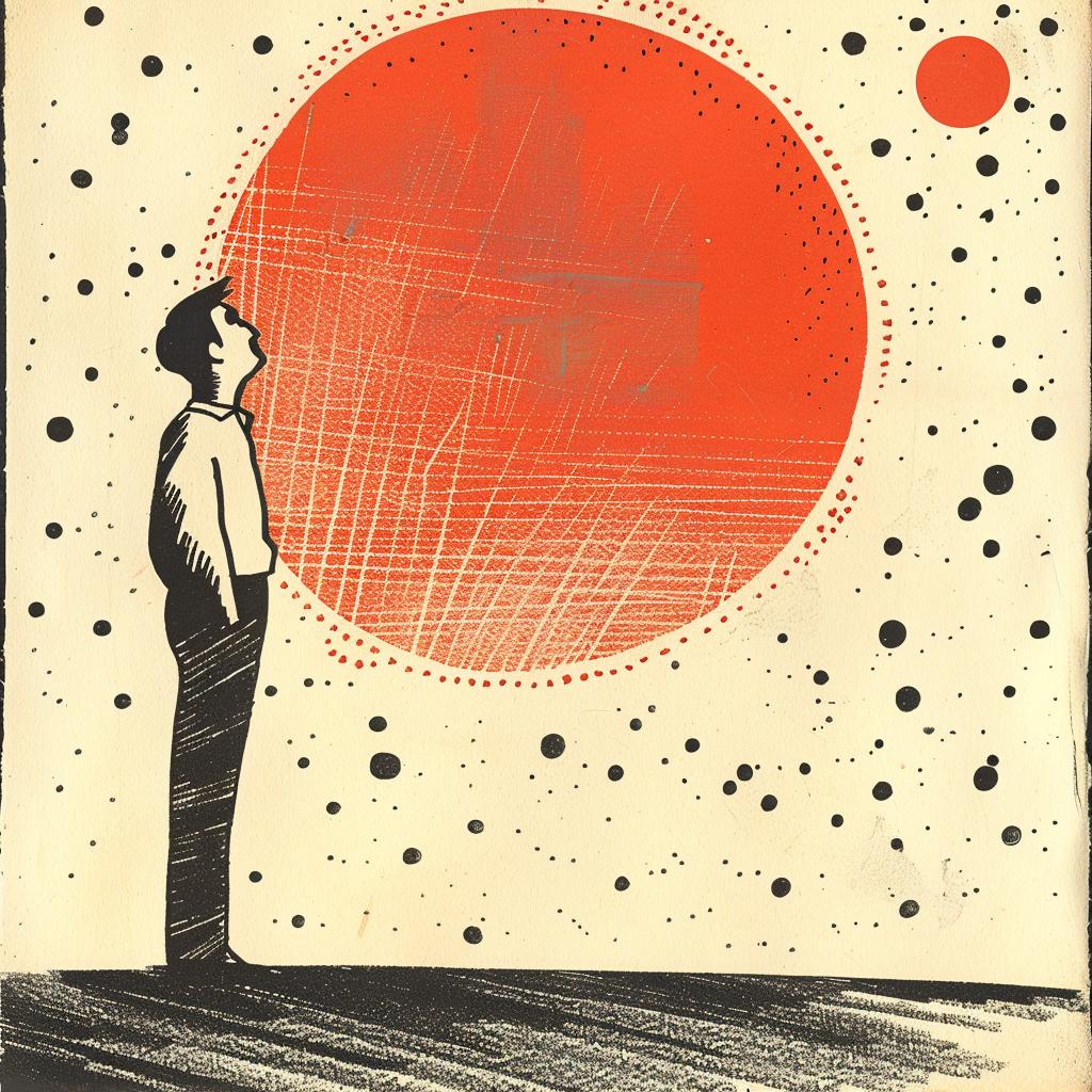 Tycho  album  art  sci-fi  minimal  composition  focus  man  red  sun 922522