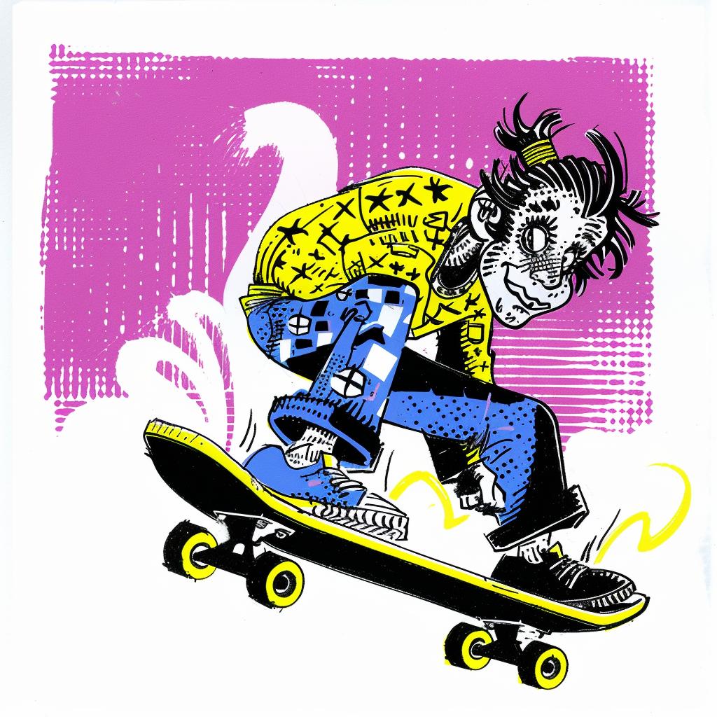 skateboarder  dynamic  kickflip  cartoon  character  action  sport  illustration  youth  energy 1028028