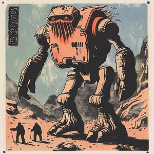 ملصق روبوت سريالي فائق الواقعية طباعة الشاشة Mitsumasa Anno Stalenhag فن مستقبلي 1079812