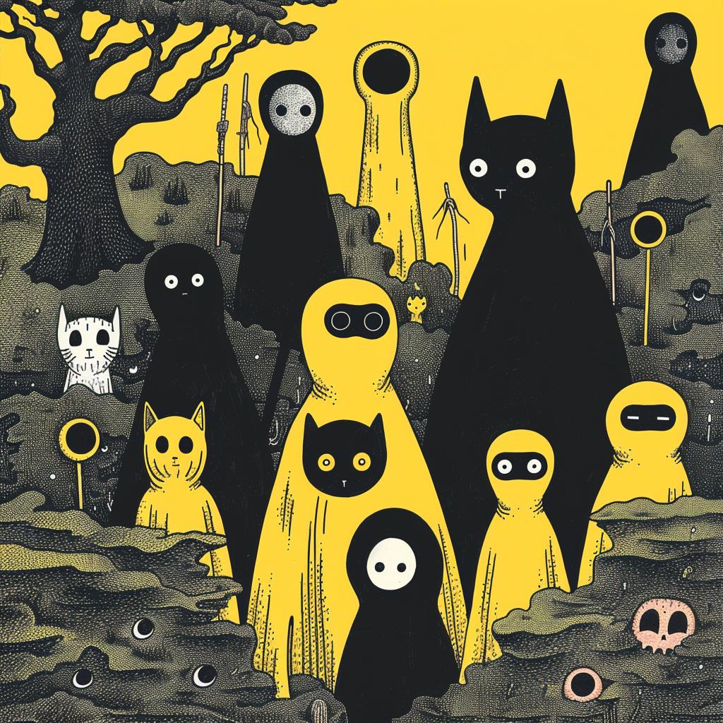 album  cover  occult  yellow  black  art  surreal  creative  illustration  design 1019356