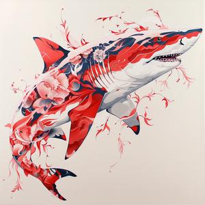 shark  flowers  red  white  james  jean  illustration  bold  contrast  nature 1073173