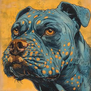 pitbull  portrait  vintage  comic  Psychedelic  ArtNouveau  Surrealism  pointillism  spots  face 1076894