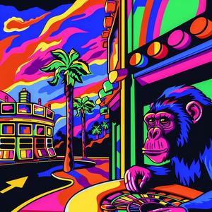 chimp  gambling  casino  psychedelic  painting  roulette  colorful  funny  animal  playful 1072438