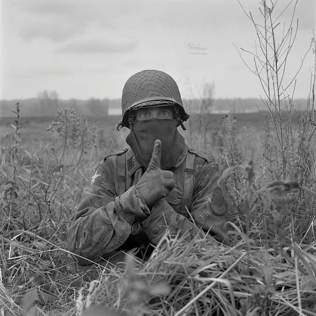 إيماءة جندي في صمت ميداني AlecSoth صورة رمزية عاطفية عسكرية من الحرب العالمية الثانية 970095