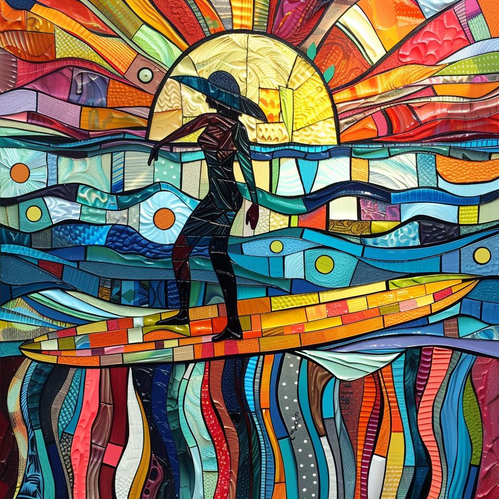 surfer  sunset  painting  woman  surfboard  ocean  art  colorful  freedom  beach 938573