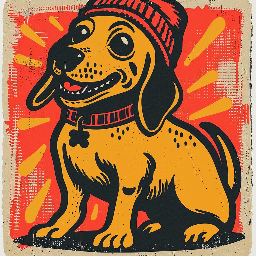 dachshund  streetwise  minimal  illustration  cap  scarf  fashion  yellow  background  dog 956737