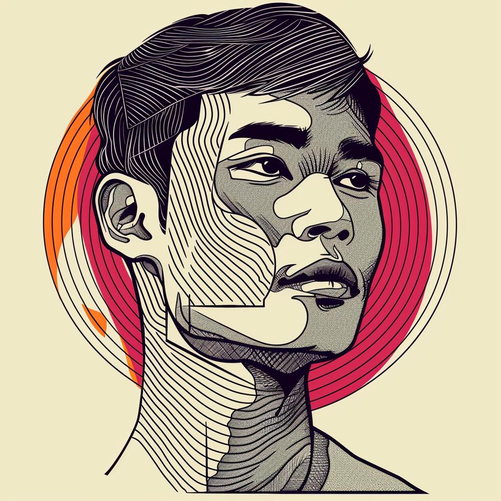 PopArt  AsianAmerican  male  portrait  geometric  circle  white  background  vibrant  abstract 937239
