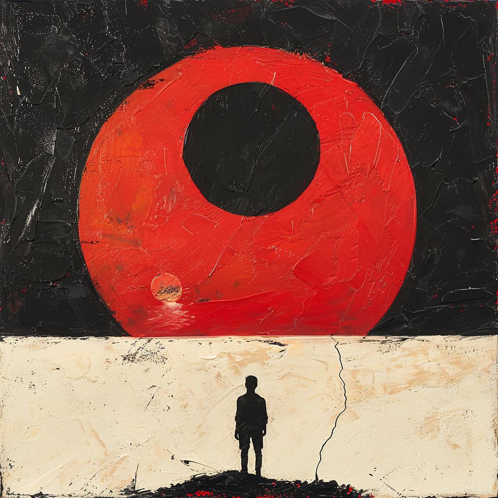 album  cover  1980s  man  red  sun  painting  palette  impasto  art 964130