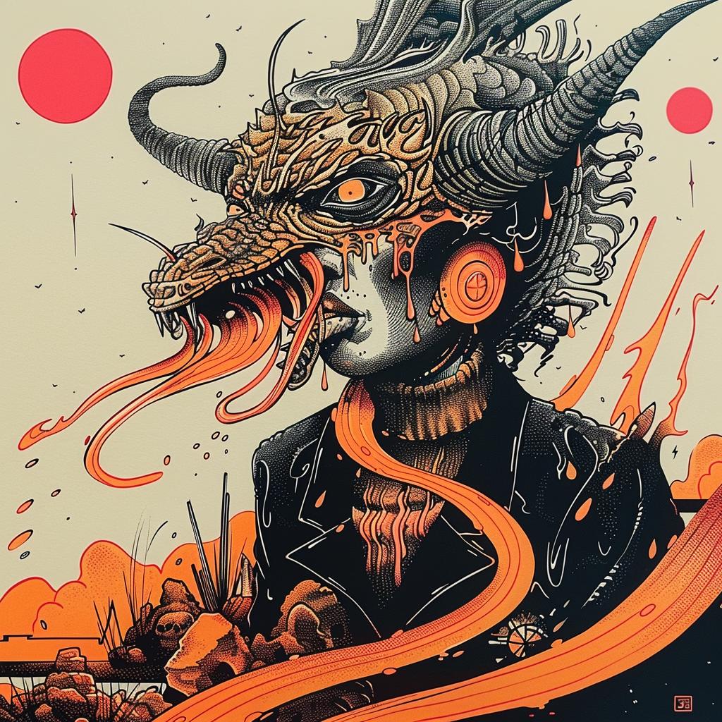 dragon  head  flames  orange  poster  illustration  fantasy  art  graphic  design 948270