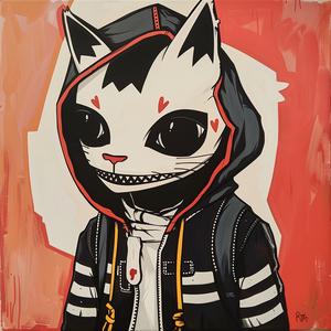 cat  hoodie  dogtooth  painting  criminal  artwork  red  style  illustration  design 1071002