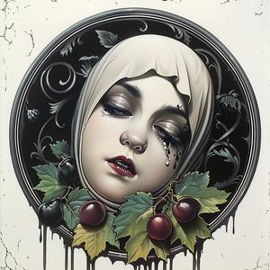 woman  veil  cherries  painting  chromolithography  colorful  detailed  feminine  nature  art 1056304