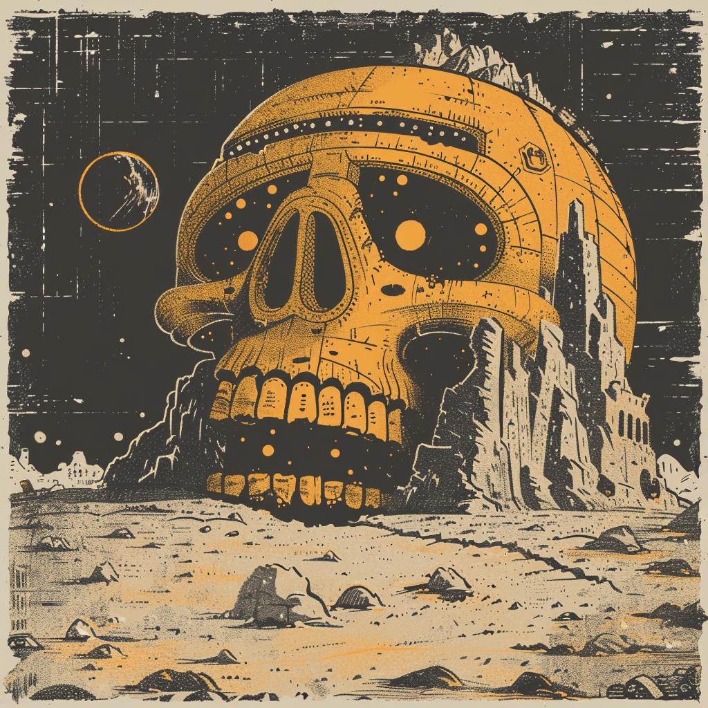 moon  skull  dark  gouache  sci-fi  illustration  vintage  epic  composition  poster 922167