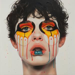 Pop  Art  model  brunette  colorful  paint  female  expression  vibrant  white 1074366