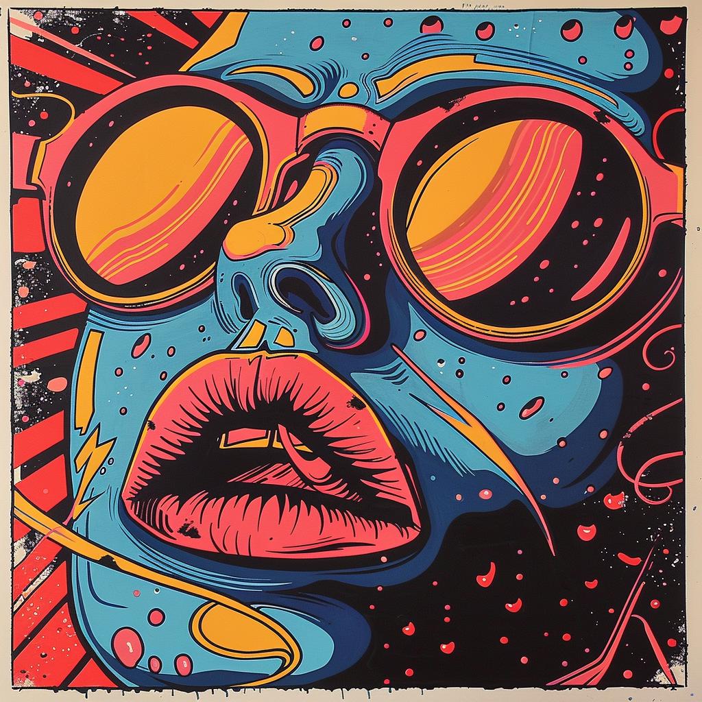 poster  woman  face  sunglasses  colorful  Peter  Max  style  vibrant  illustration 929758