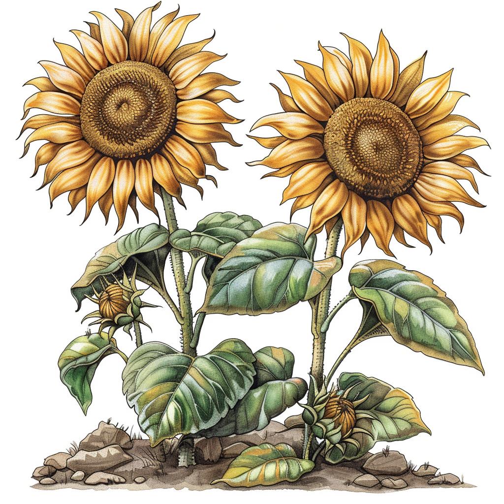 watercolor  illustration  sunflowers  white  background  nature  flora  art  painting  Codex 971479