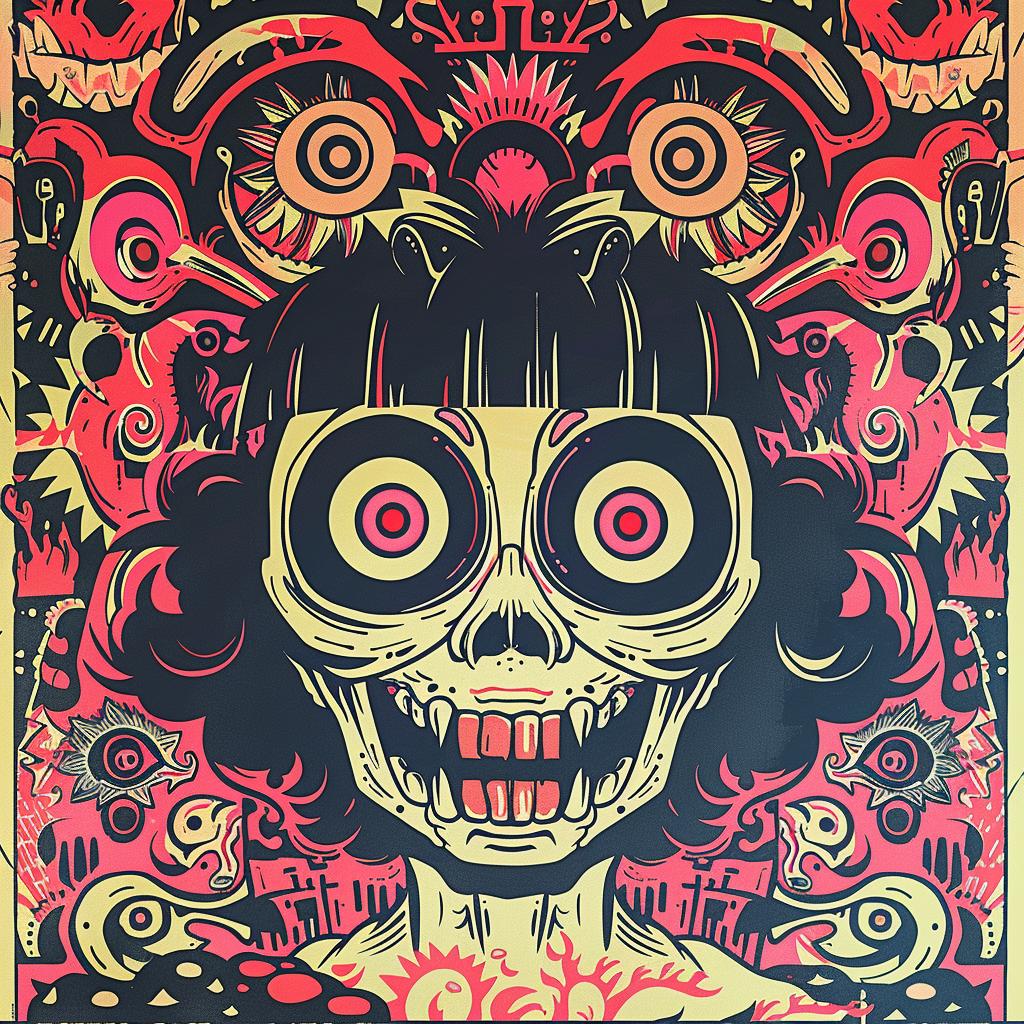 neon  colors  skull  poster  graphic  vibrant  art  style  illustration  design 1021772