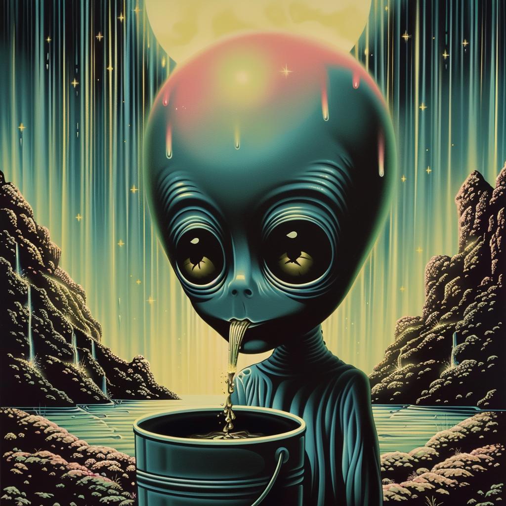 alien  water  bucket  moon  sci-fi  fantasy  surreal  vibrant  imaginative  whimsical 978445