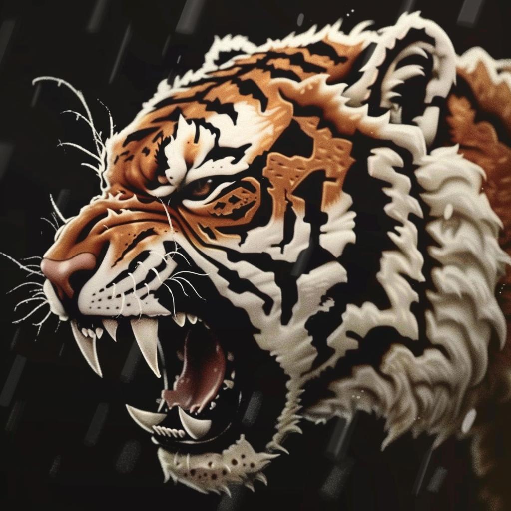 tiger  rain  mouth  open  illustration  wildlife  stylized  art  feline  animal 940090