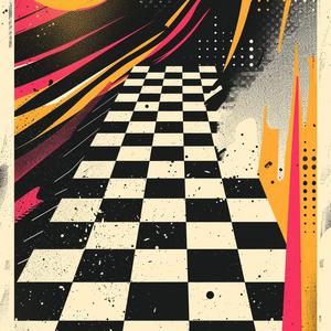 checkerboard  synthwave  80s  surfboard  minimalist  design  poster  sun  color  style 1071691