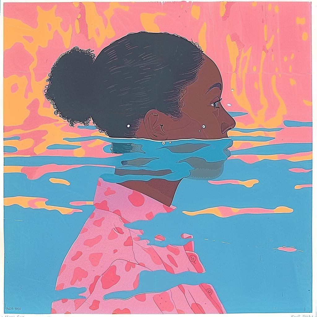 surreal  album  cover  woman  underwater  Joan  Cornella  pink  blue  water 1016942