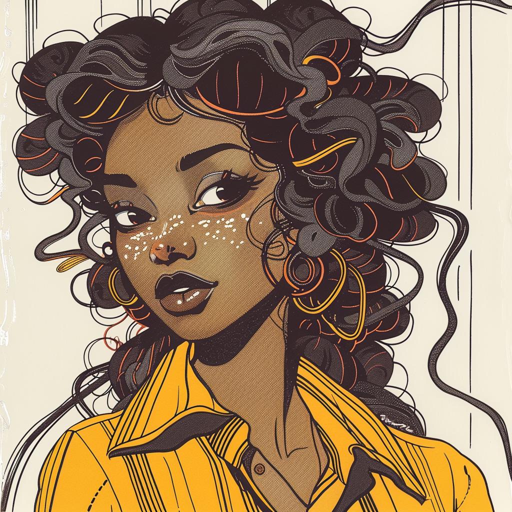 PopArt  model  afro  hair  Norman  Rockwell  white  background  drawing  woman 938308