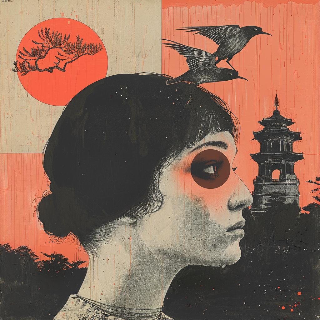 album  art  bird  red  sun  horror  Risograph  Magritte  Mitsumasa  Anno 1026913