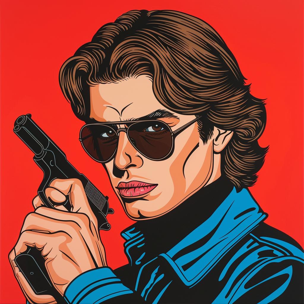 Tom  Cruise  painting  man  sunglasses  gun  portrait  realism  cinematic  action 1023863