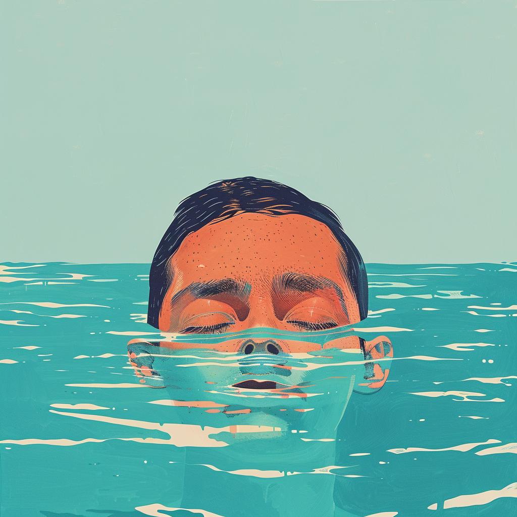 surreal  album  cover  DROWN  Joan  Cornella  man  floating  ocean  dreamlike 1016958