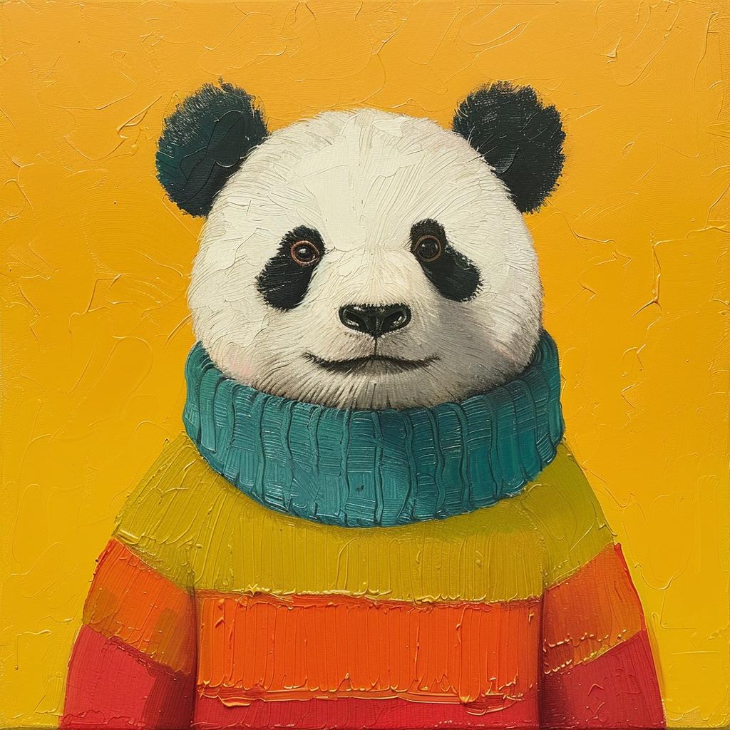 panda  surreal  sweater  colorful  painting  whimsical  cute  chubby  animals  artwork 978303