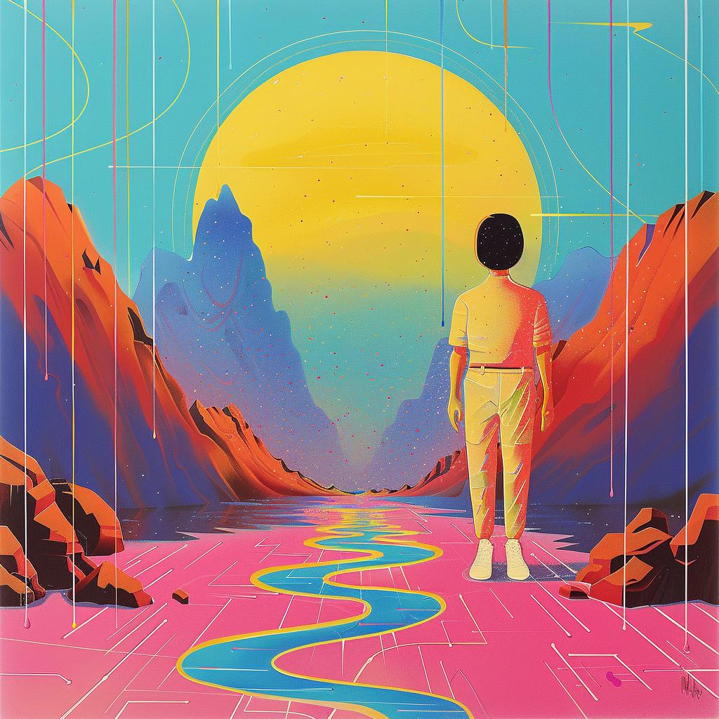 rainbow  path  person  surreal  art  vibrant  colorful  creative  visual  dreamlike 977842